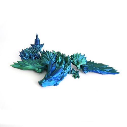 Image of 3D Printed Dragon - 18 inch Flying Flexible Dragon with Wings, Articulated Winged Crystal Fidget Toy, Home Decor, Birthday Gift, Desk Pet(Green Mix Blue) | Articulated Winged Crystal Fidget Toy, Home Decor, Birthday Gift, Desk Pet(Green Mix Blue)