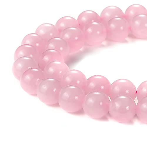 Image of BEADNOVA Natural Rose Quartz Beads Natural Crystal Beads Stone Gemstone Round Loose Energy Healing with Crystal Stretch Cord for Jewelry Making (10mm, 36-38pcs)