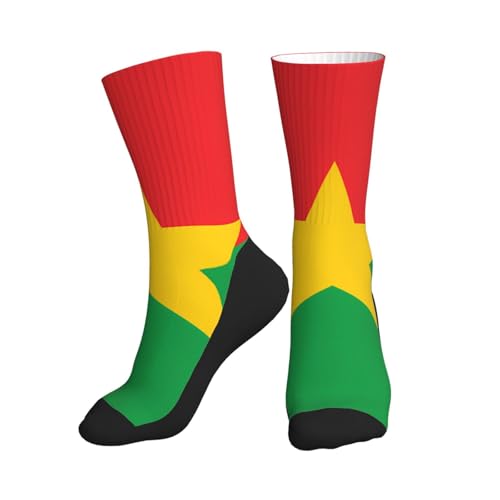ASKhgg Chaussettes mi-mollet athlétiques pour homme et femme - Respirantes et confortables - Motif drapeau du Burkina Faso - Pour la course à pied et la randonnée