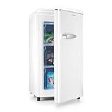 Klarstein Laika - Congelatore, 60 Litri di Volume Totale, Termostato con 5 Livelli, da -15 a -24 °C, 3 Ripiani, Posizionamento Libero, Design Rétro, Crema