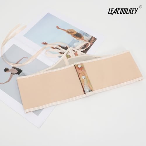 LEACOOLKEY Women Floral Corset Belt Lace-up Tied Waspie Wide Waist Belt Renaissance Costume Corset Belt for Dresses2