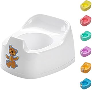 Children Junior Training Potty Toilet Toddler Baby Kids Trainer Chamber Seat Plastic Chair with Cut Out Slot for Easy Carrying, Easy Empty & Clean (A-1 x White Potty Chamber with Assorted Logo)