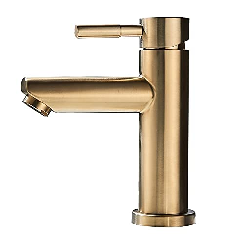 Robinet mitigeur d'évier nickel brossé monotrou pour eau chaude et froide