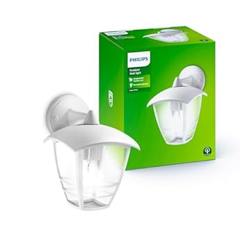 Foto di Philips Creek Applique LED da Esterno, Resistente a Intemperie IP44, Durevole, Alluminio, Design Classico, Bianco, Lampadina E27 Venduta Separatamente