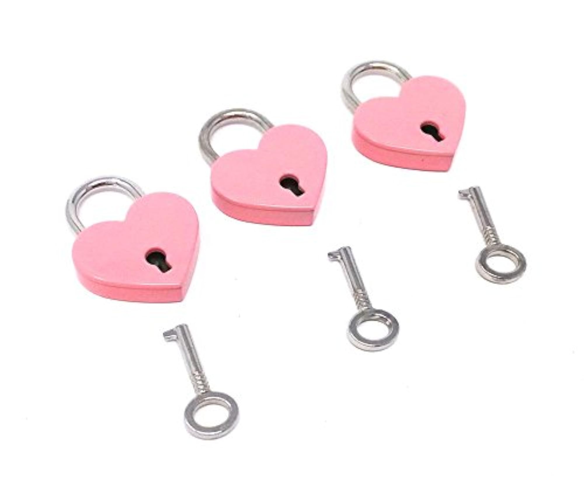 3pcs Lovely Pink Heart Shape Padlock with Keys
