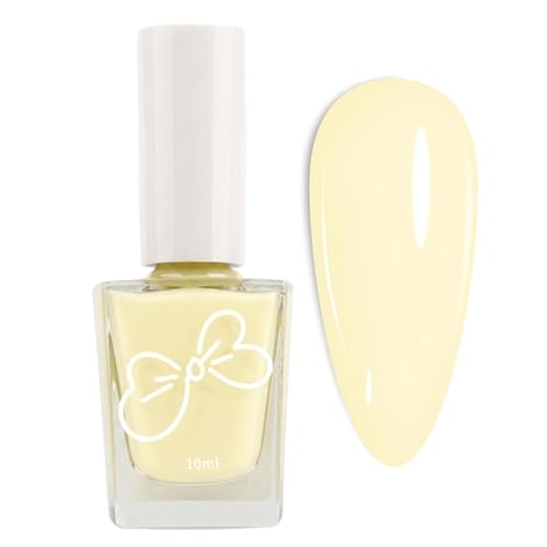 Yellow Nail Polish - Butter Yellow Nail Varnish - 10ml Breathable Quick Dry Nail Polish -Spring Summer Pastel Nail Art Polish For Women DIY Manicure - No Need UV Cure