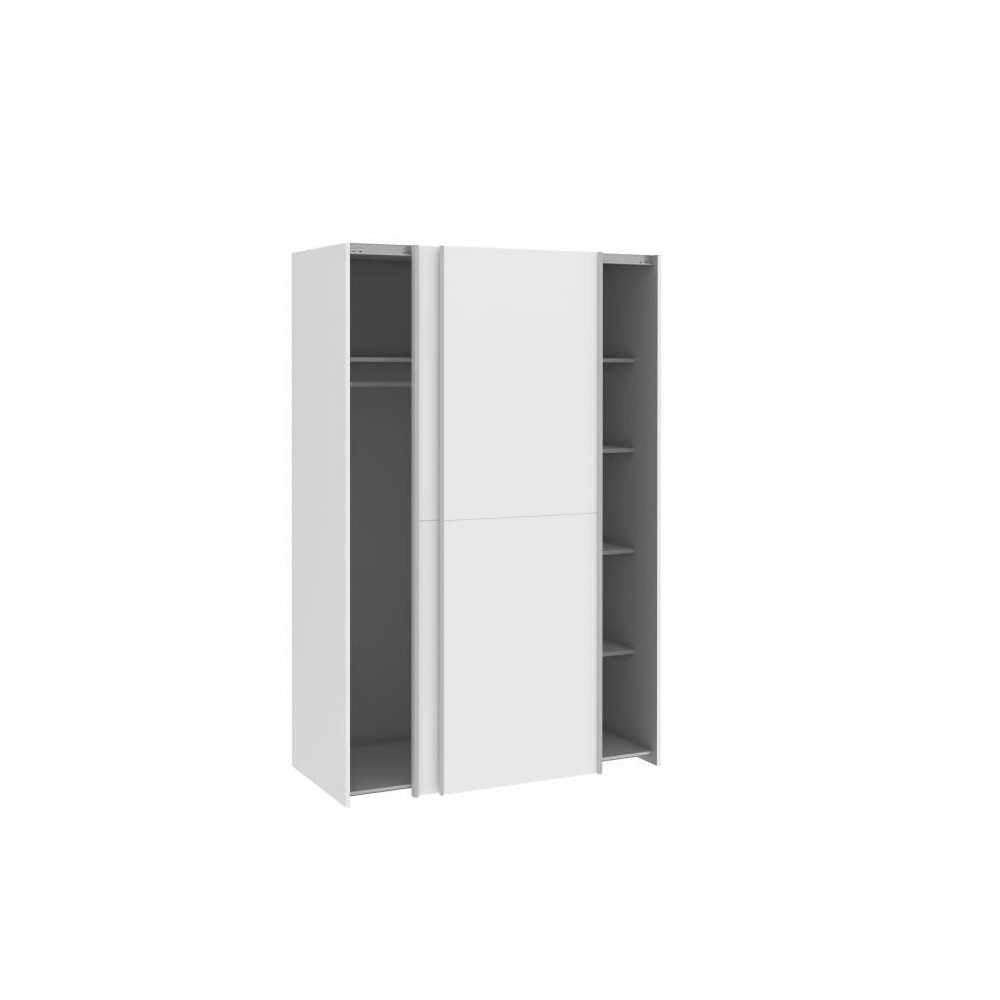 FORTE OZZULA Schrank 120, Kleiderschrank Weiß, Schwebetürenschrank, Schlafzimmerschrank Modern 2-türig mit Einlegeböden und Kleiderstange, 120 cm breit x 190.5 cm hoch x 61 cm tief