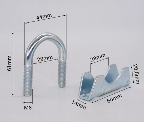 Miniatura 5 de Skir Co 2 Piezas Abrazaderas Para Tubos De 28 Mm De Diámetro, Abrazaderas Con Perno En U, Soportes Para Tubos Galvanizados