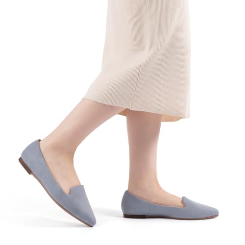 Image of MUSSHOE Black Flats for Women Pointed Toe-Comfortable Business Casual Work Shoes, Dressy Suede Slip On with Memory Foam for Office, Teacher & Standing All Day