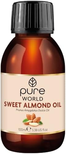 Pure World Almond Oil 100% Pure and Undiluted 100ml Premium Italian Quality Almond oil – Aromatherapy, Message, Skin, Nails, Body and Face, Vegan