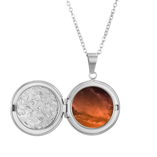 Collier médaillon nuages rouges art déco le cadeau idéal pour elle