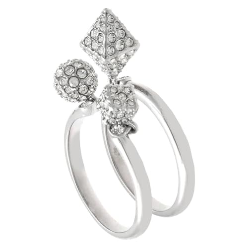 Bagues Swarovski Dextera cristal blanc lot de 2 anneaux géométriques taille 52