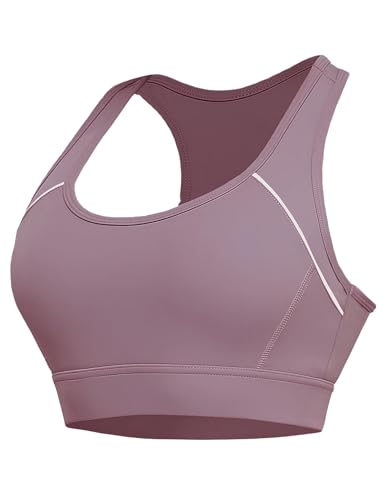 Paeceioni Sports Bras Women High Impact, Seamless Racer Back Padded Support Comfort Bra, Adjustable Running Bra Women High Impact, Ladies Sports Bras for Yoga Gym Workout Fitness Bean Paste Red(L)