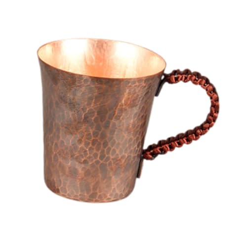 Taza de café de cobre puro con diseño artístico vintage en bronce estilo E 4