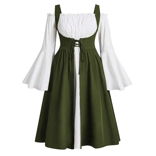 Vestido vintage medieval largo con mangas trompeta y corte gótico
