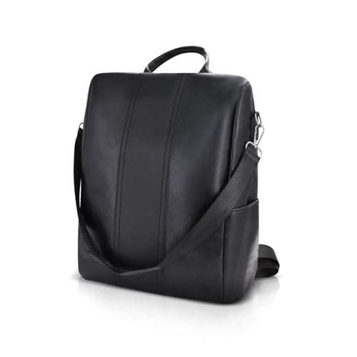AfitLulu Großer Rucksack Damen Wasserdicht Anti-Diebstahl Wanderrucksack mit Reißverschluss, Mode Kunstleder Reiserucksack Multi-Taschen-Design Schultertasche mit Verstellbarer Schultergurt (Schwarz)