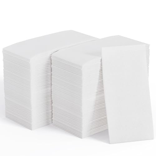 JOLLY CHEF 400 Pack Disposable Paper Napkins Soft Bathroom Napkins Guest Disposable 2-Ply White Paper Hand Towels for Halloween Wedding Thanksgiving