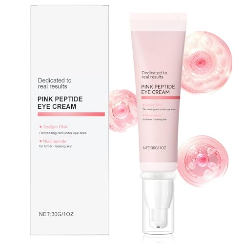 Pink Peptide Eye Cream, Crema Ojeras, Contorno de ojos Antiarrugas Mujer, con Niacinamida y Retinol de Pureza del 99%, Crema de ojos Coreana Antiedad para Ojos Contra Líneas Finas y Círculos Oscuros