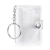 フォトアルバムキーチェーン ミニ インタースティシャルポケット 20枚 2インチ 透明 持ち運び便利 防水 バインダー 写真収納 恋人メモリー 結婚式 誕生日 記念日 思い出 (透明)