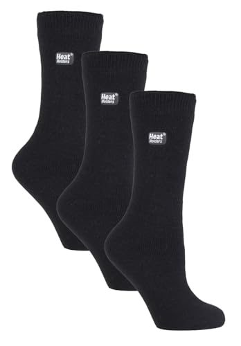 HEAT HOLDERS Lite - 3 Pairs Winter Thermal Socks for Women | Thin & Warm Socks (5-9, Black)