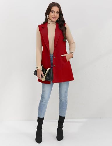 Image of IDEALSANXUN Plaid Vest for Women Fall Winter Sleeveless Blazer Jackets