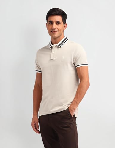 Image of U.S. Polo ASSN. Solid Slim Fit Polo T Shirts for Men - 100% Cotton, Half Sleeves Mens Tshirt