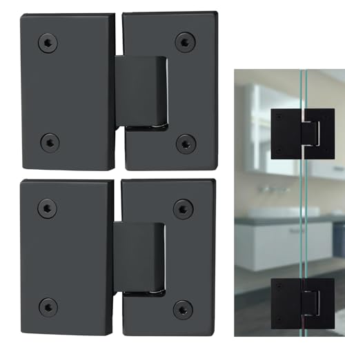 Cokritsm Bisagra de puerta de cristal para ducha de 8 mm a 12 mm, herrajes para puerta, bisagra de pinza, acabado arenado negro, acero inoxidable, 180°