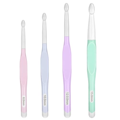 Nogeqi set van 4 grote haaknaalden 8-15 mm ergonomisch