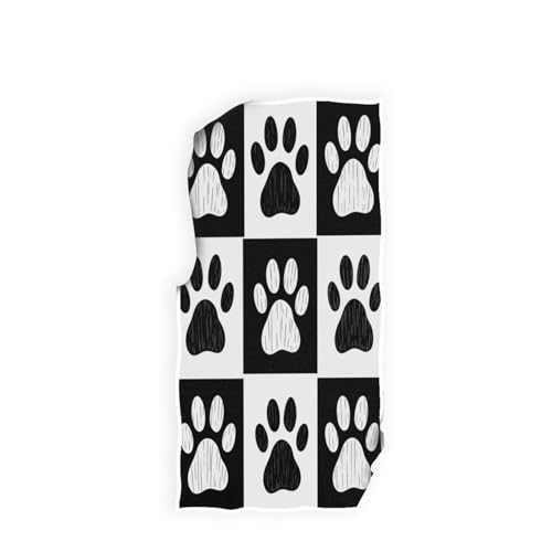 Wamika Dog Pattern Large Hand Towels Doodle Black White Dog Animals Paws Print Bath Towel Ultra Soft Highly Absorbent Multipurpose Bathroom Towel for Hand,Face,Gym,Sports and Spa Home Decor, 16x30 in