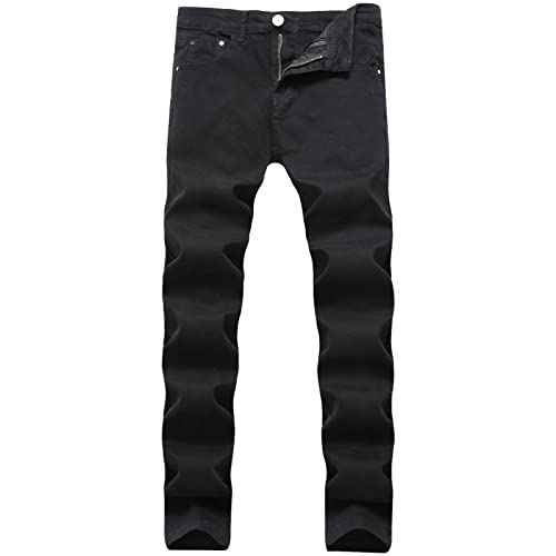 Men's Lightweight Regular Fit Jean Vintage Stretch Distressed Jean Pants Classic Straight Leg Washed Denim Jeans