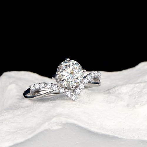 Moissanite Engagement Rings for Women, Wedding Bands for Women, 925 Sterling Silver Promise Rings for Her, 1CT D Color VVS1 Diamond Rings for Women, Adjustable Womens Rings.4