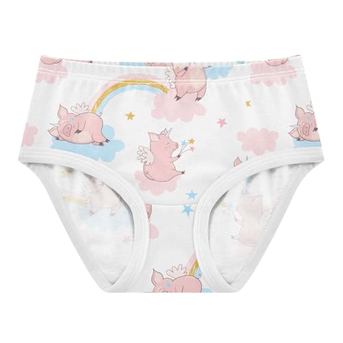 Wusikd Cute Pig Unicorn Girls' Underwear Cotton Rainbow Star Girls Briefs Soft Toddler Underwear 3T