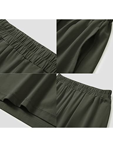 Gys Womens Bamboo Pajama Shorts Soft Lounge Shorts With Pockets Casual Bermuda Workout Shorts Pj Bottoms, Olive, Large #TOP3