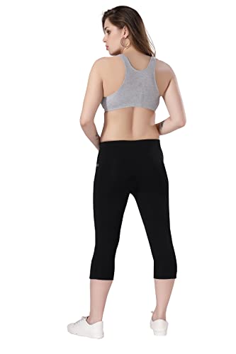Image of TRASA Active 3 /4th Yoga Pants for Womens Gym High Waist with 2 Pockets, Tummy Control, Workout Pants 4 Way Stretch Yoga Capri - Available Sizes - S, M, L,XL, 2XL,3XL,4XL