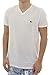 Lacoste Men's Short Sleeve V-Neck Pima Cotton Jersey T-Shirt, White, Medium