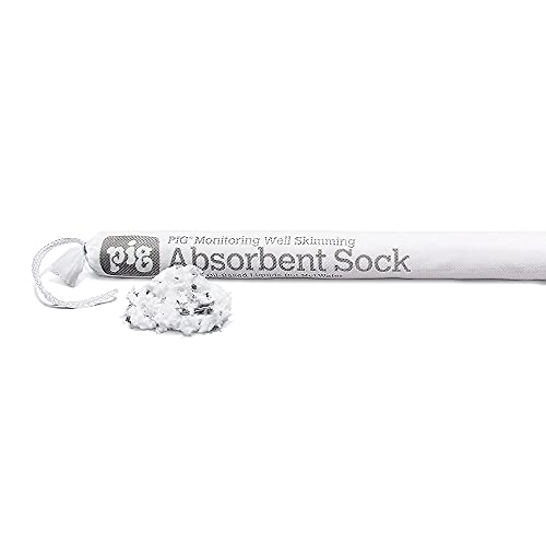 Image of PIG Monitoring Well Skimming Sock | Absorbs Oil Based Liquids | 17 oz Absorbency | 30 Socks | 1.5 inch Dia x 18 inch L | SKM401