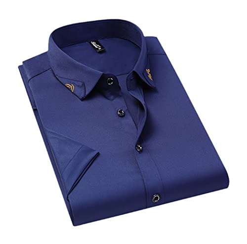 Chemise homme bleu foncé XXL à manches courtes, coupe d'été décontractée