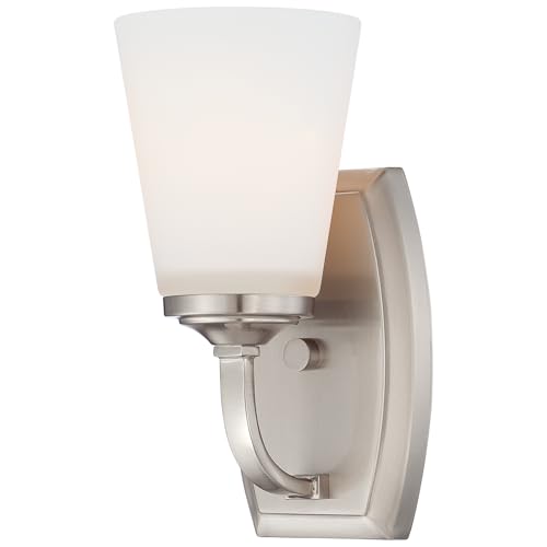 Image of Minka Lavery 6961-84 Overland Park Vanity Bath Light, 1-Light, 100 Total Watts, 4.5-in H x 9-in W, Brushed Nickel