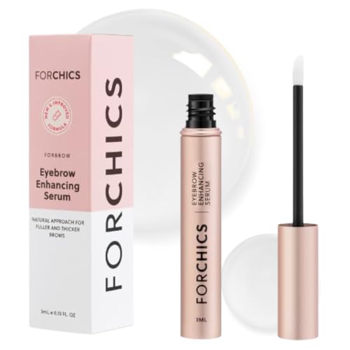 Eyebrow Growth Serum by ForChics - Natural Brow Thickening Treatment with Peptides and Biotin- Hormone-Free, Vegan and Cruelty-Free- Fuller Brows in 2 Weeks- 0.10oz/3ml