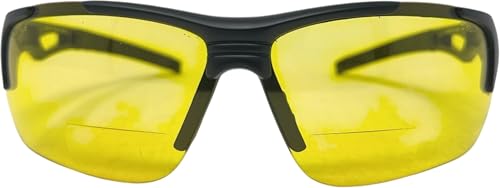 Incredible Bargains The Jackson Night Driving Bifocal Safety Glasses, Black/Yellow Lens + 2.00