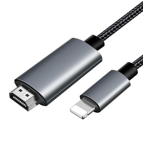 Lizoak Ligh-ning to HDMI Adapter Cable 2.0M HDMI Cable for for iPhone High Clearance HD1080P Compatible with iPhone14 13 12 & YouTube to TV Output (Not Compatible with iPhone 17/16/15/Netflix)