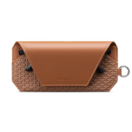 Image of VULKIT Portable Leather Eye Glasses Case for Women & Men, Slim Sunglass Case, Unisex Eyeglass Case