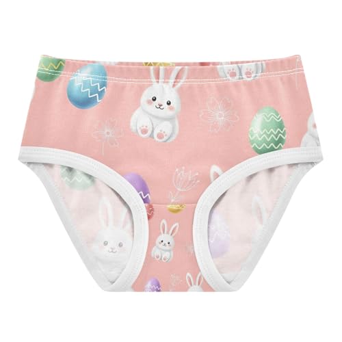 Cute White Bunnies Undies for Toddler Girls, Girls' Cotton Brief Underwear, 2T–8 Years