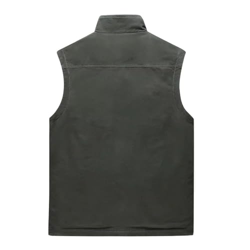 Chaleco de algodón para hombre multi-bolsillos clásico sin mangas casual 4