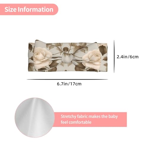 Cream Shabby Rose Flower Picture Baby Bow Headband Super Stretchy Soft Bows Hair Accessories for Newborn Infants Toddlers Kids Girls3