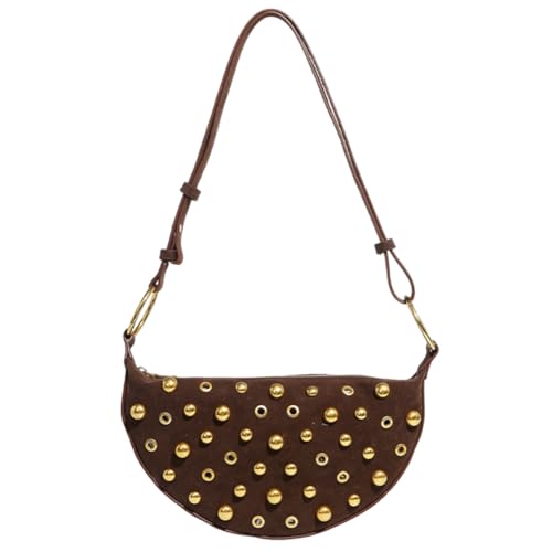 Shoulder Bag for Women,Studded Purse Vegan Leather Crossbody Bag Black Shoulder Bag Vintage Trendy Handbag Satchel