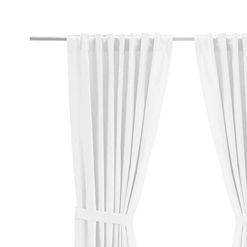Ikea Ritva 401.119.92 White Curtain Set, 2 Panels With Tie-Backs - Size: W: 57" X L98, 100% Cotton, Pair Of 2 #TOP2