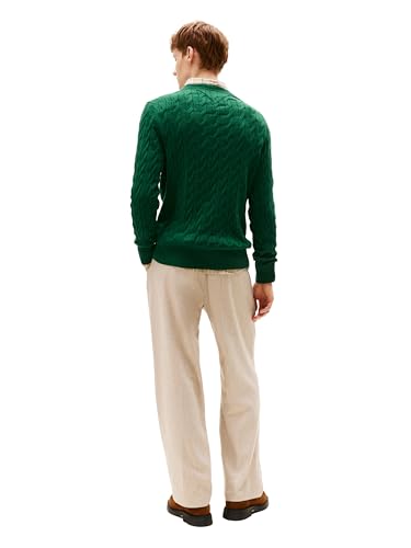 Image of Tommy Hilfiger Men's Cable Knit Crewneck Sweater Lightweight Pullover