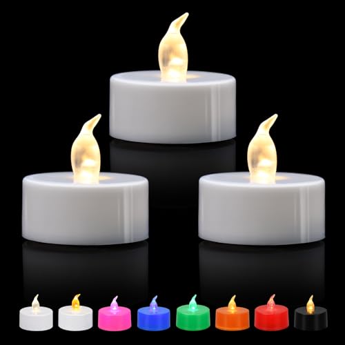 ERTYUI Lot de 12/24/50/100/200 bougies chauffe-plat LED, lumière blanche chaude, pour décoration