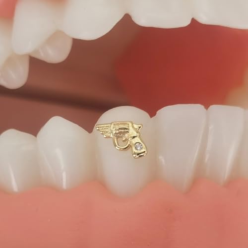 Image of CHAMON 8K Gold Tooth Gem,Revolver Inlaid Zircon Aesthetic Smile Decoration | 8K Gold, Lead-free, Curvature conforms to tooth surface